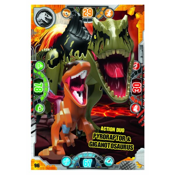 96 - Action Duo Pyroraptor & Giganotosaurus - Dinosaurier Karte - Serie 2