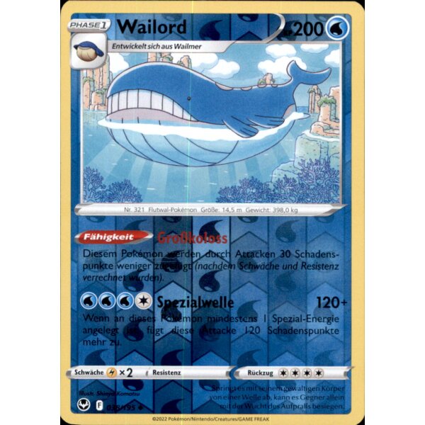 038/195 - Wailord - Reverse Holo - SWSH12 Silberne Sturmwinde