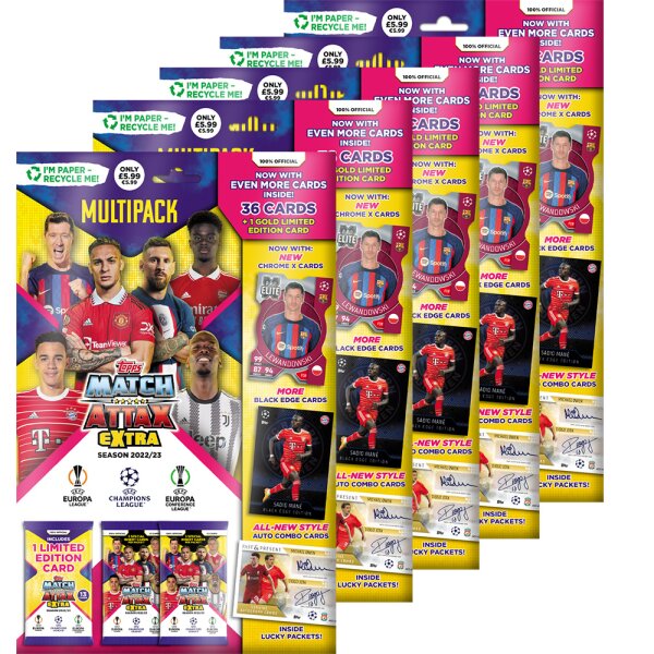 Topps - Champions League EXTRA 2022/23 - Trading Cards - 5 Multipacks