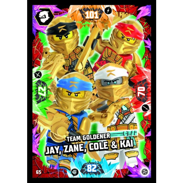 65 - Team Goldener Jay, Zane, Cole & Kai - Foil Karte - Serie 8