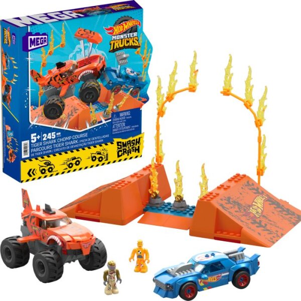 MEGA Hot Wheels Monster Trucks Tiger Shark Crash Wettkampf