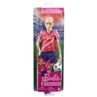 Barbie Fußballspielerin im roten Trikot (blonde Haare)