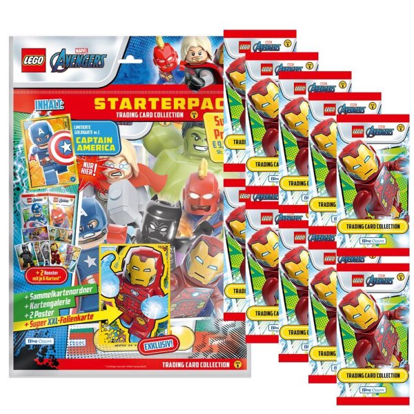 LEGO Avengers Serie 1 Trading Cards - 1 Starter + 10 Booster