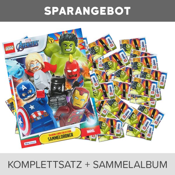 LEGO Avengers Serie 1 Trading Cards - Alle 202 Karten + Sammelmappe (ohne limitierte oder andere Sonderkarten)