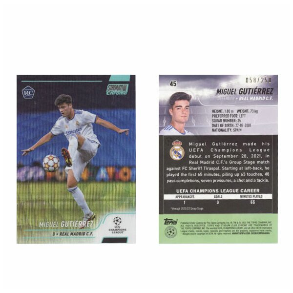 58-250 - 45 - Miguel Gutierrez - Topps - Champions League - Stadium Club Chrome - 2022