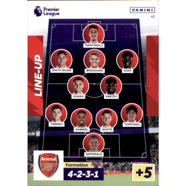 45 - FC Arsenal London Line-Up - Aufstellkarten - 2022/2023