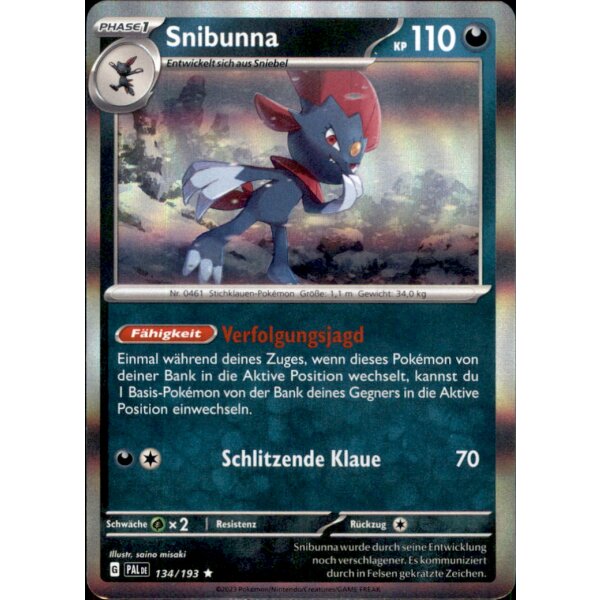 134/193 - Snibuna - Holo Rare - PAL Karmesin & Purpur