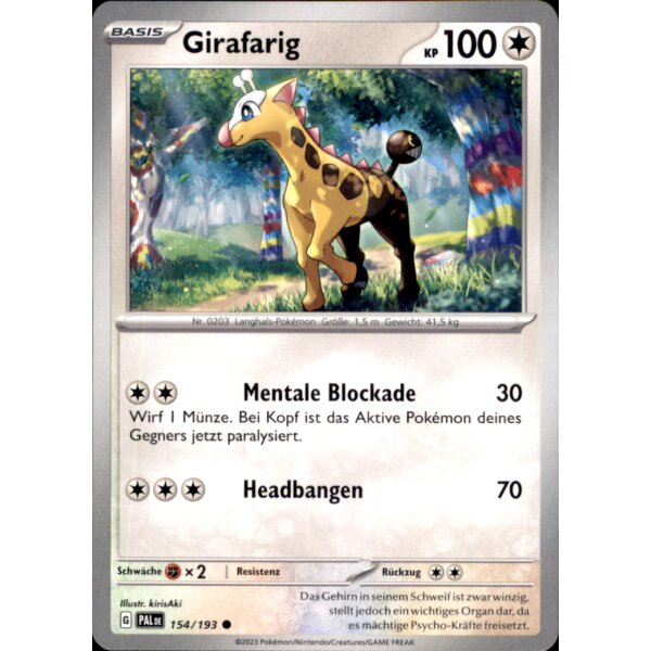 154/193 - Girafarig - Common - PAL Karmesin & Purpur