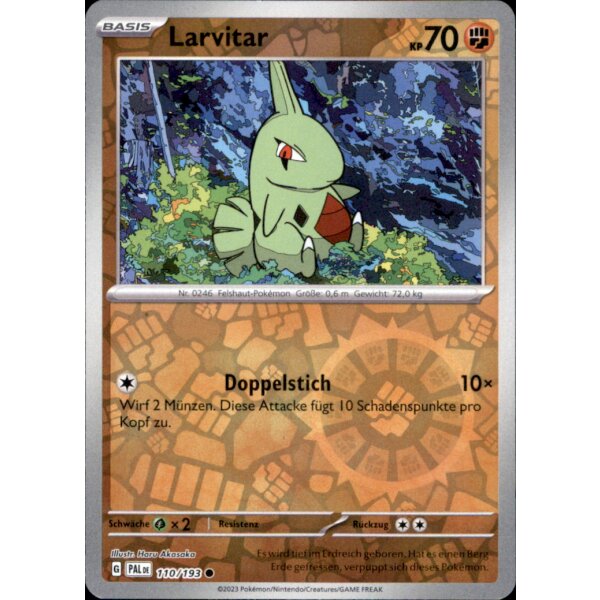 110/193 - Larvitar - Reverse Holo - PAL Karmesin & Purpur