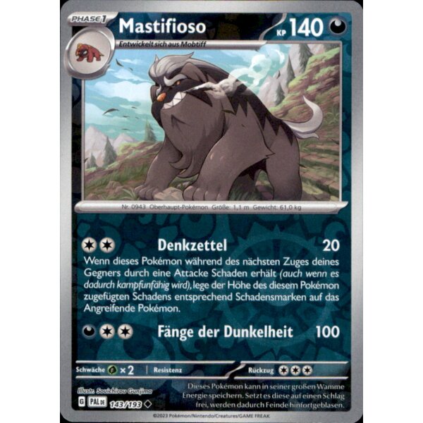 143/193 - Mastifioso - Reverse Holo - PAL Karmesin & Purpur