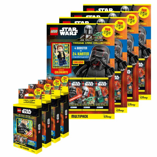 LEGO Star Wars - Serie 4 Trading Cards - Alle 4 verschiedenen Blister + alle 4 verschiedenen Multipacks