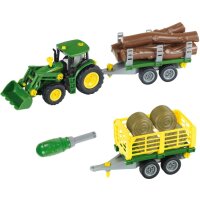 Theo Klein John Deere Traktor mit Holz und Heuwagen