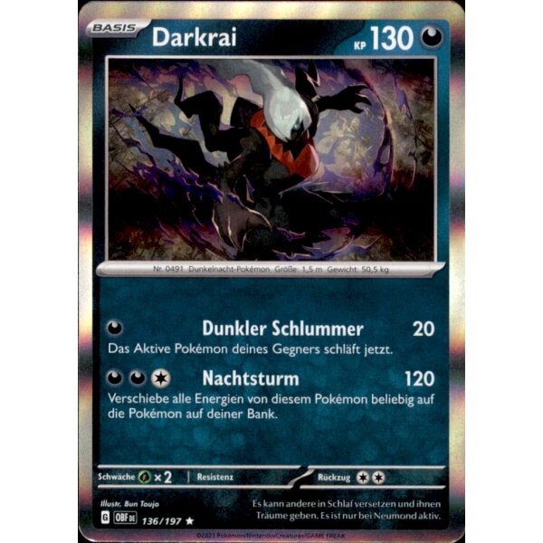 136/197 - Darkrai - Holo Rare - OBF Karmesin & Purpur