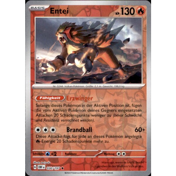 030/197 - Entei - Reverse Holo - OBF Karmesin & Purpur