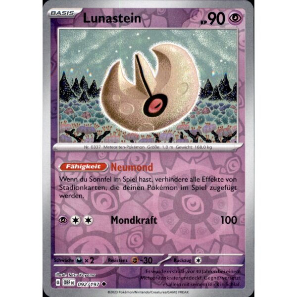 092/197 - Lunastein - Reverse Holo - OBF Karmesin & Purpur