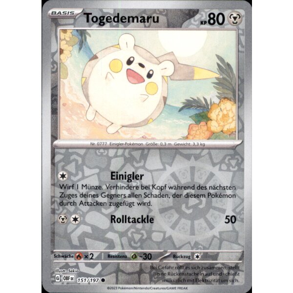 151/197 - Togedemaru - Reverse Holo - OBF Karmesin & Purpur