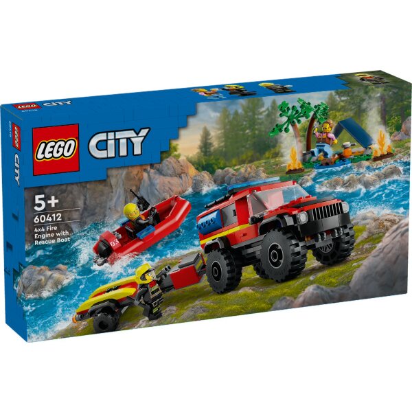 LEGO® City Feuerwehr 60412 - Feuerwehrgeländewagen mit Rettungsboot