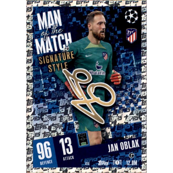 414 - Jan Oblak - Man of the Match Signature Style - 2023/2024