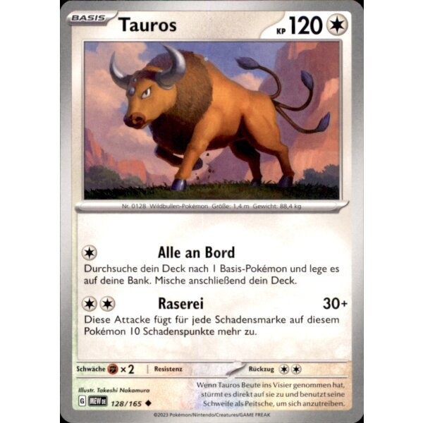 128/165 - Tauros - Uncommon - Karmesin & Purpur 151