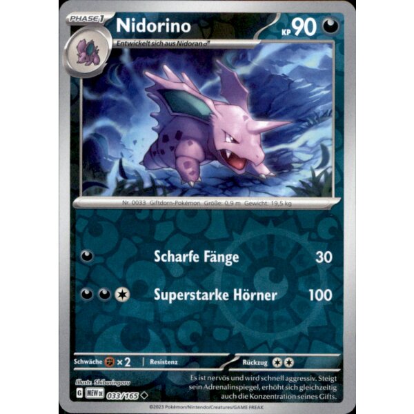 033/165 - Nidorino - Reverse Holo - Karmesin & Purpur 151