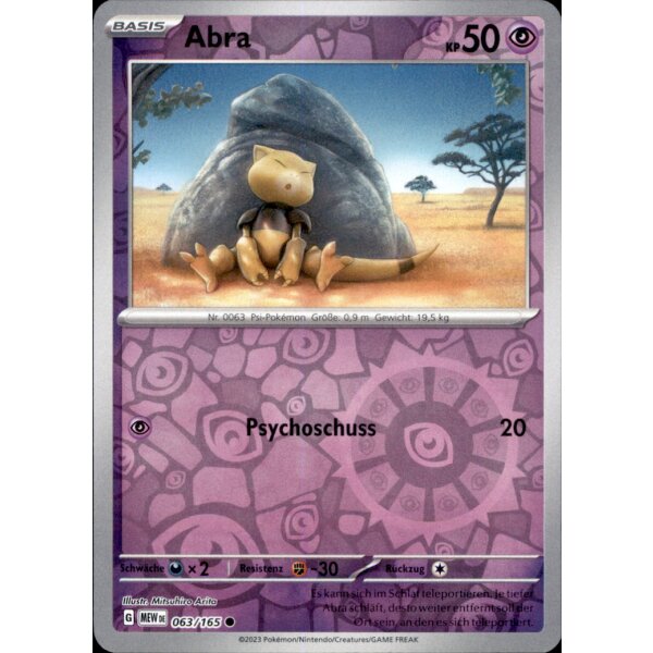 063/165 - Abra - Reverse Holo - Karmesin & Purpur 151