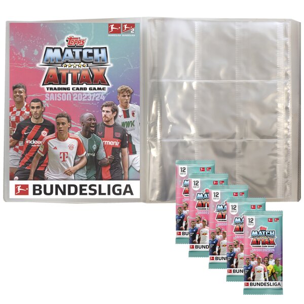 Topps Match Attax Bundesliga - 2023/24 - 1 Leere Sammelmappe + 5 Booster