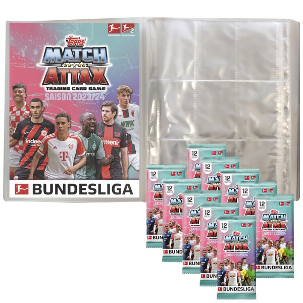 Topps Match Attax Bundesliga - 2023/24 - 1 Leere Sammelmappe + 10 Booster