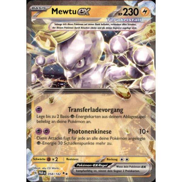 058/182 - Mewtu EX - Double Rare - PAR Paradoxrift