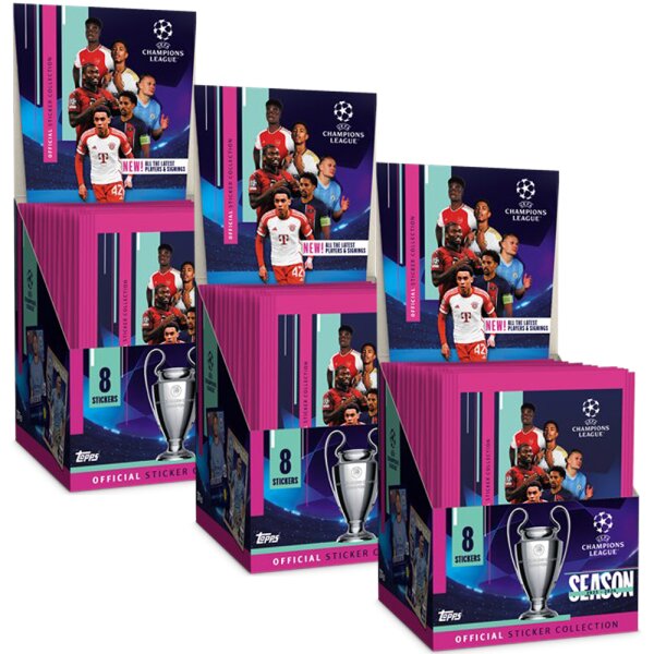 Topps - Champions League 2023/24 - Sammelsticker - 3 Displays (150 Tüten)