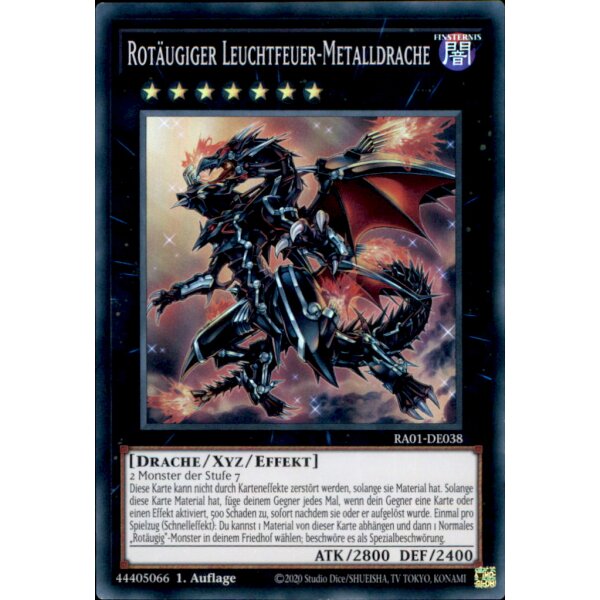 RA01-DE038 - Rotäugiger Leuchtfeuer-Metalldrache - Super Rare