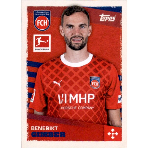 Topps Bundesliga 2023/24 - Sticker 185 - Benedikt Gimber - 1. FC Heidenheim 1846