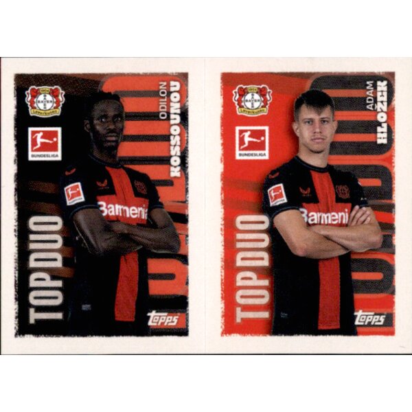 Topps Bundesliga 2023/24 - Sticker 278+279 - Odilon Kossounou & Adam Hlozek - Bayer 04 Leverkusen - Top Duo