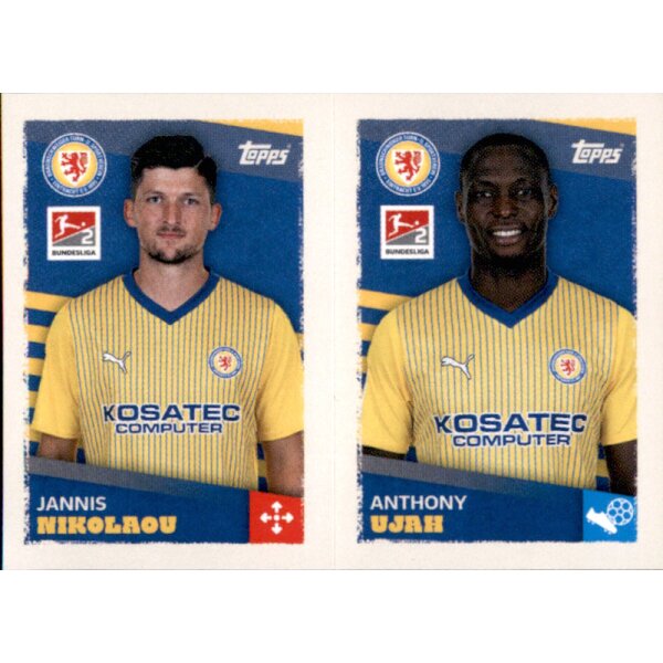 Topps Bundesliga 2023/24 - Sticker 401 - Jannis Nikolaou & Anthony Ujah - Eintracht Braunschweig - 2. Bundesliga