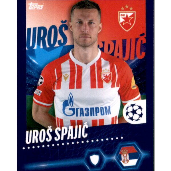 Sticker 278 Uros Spajic - FK Crvena Zvezda