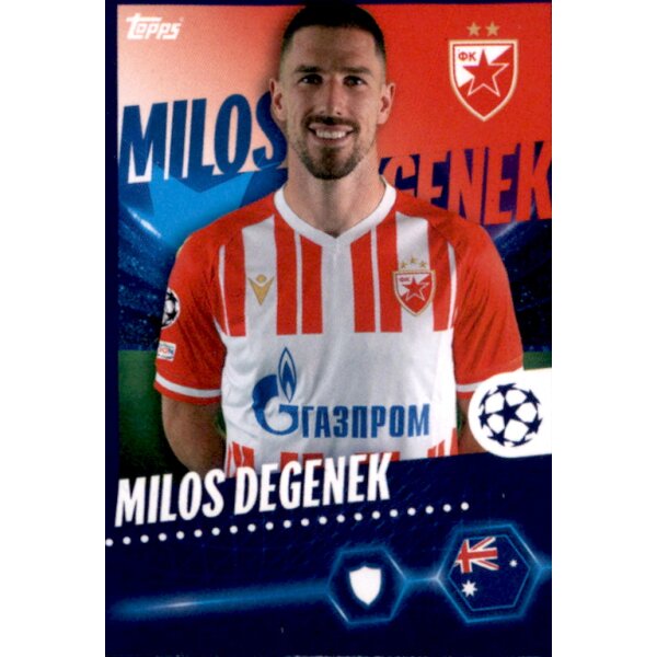 Sticker 281 Milos Degenek - FK Crvena Zvezda