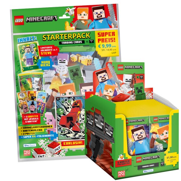 LEGO Minecraft Serie 1 Trading Cards - 1 Starter + 1 Display (50 Booster)