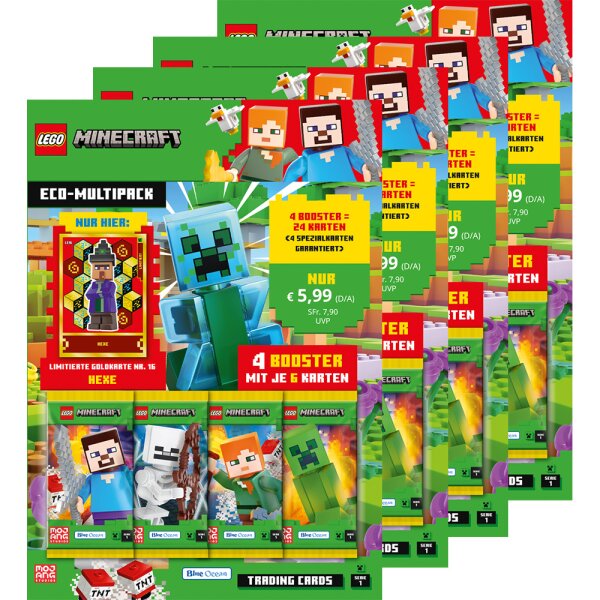 LEGO Minecraft Serie 1 Trading Cards - Alle 4 verschiedenen Multipacks