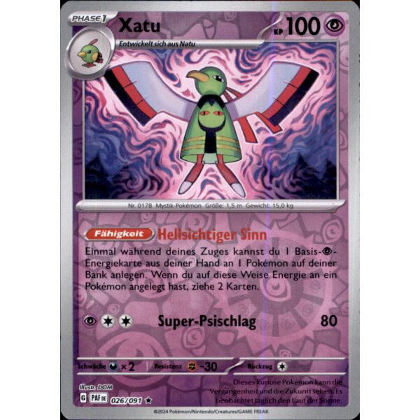 026/091 - Xatu - Reverse Holo - PAF Paldeas Schicksale