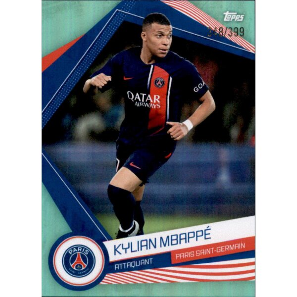 PSG-20 Kylian Mbappé - Parallel Aqua 348/399 - Paris Saint Germain Fan Set 2023/2024