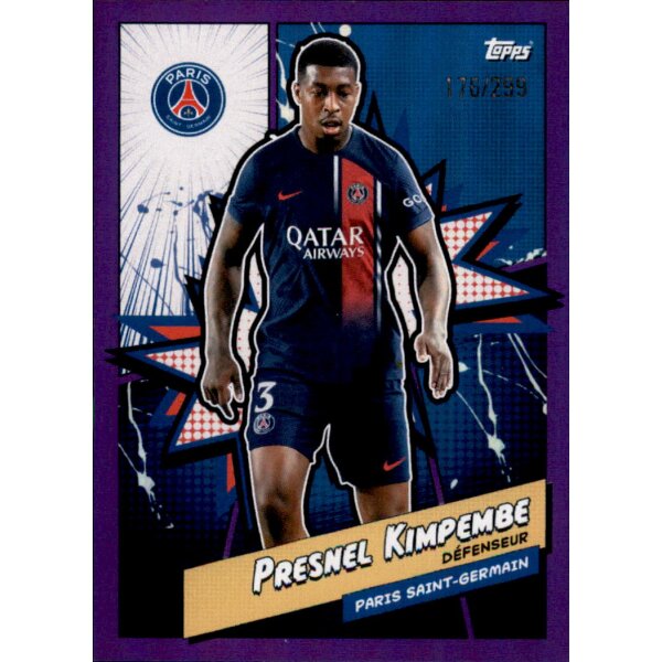 PSGH-03 Presnel Kimpembe - Purple Parallel 176/299 - Paris Saint Germain Fan Set 2023/2024