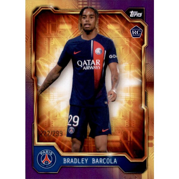 PSGG-03 Bradley Barcola Rookie - Purple Parallel 222/299 - Paris Saint Germain Fan Set 2023/2024