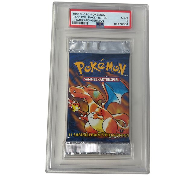 Pokemon - Base Set 1 Booster - 1. Edition - Deutsch - PSA 9 - Glurak/Charizard Artwork