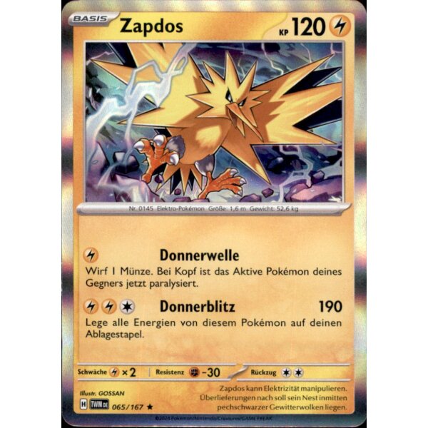 065/167 - Zapdos - Rare - TWM Maskerade im Zwielicht