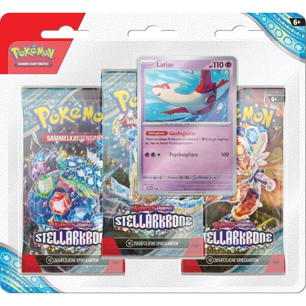 Pokemon KP07 Stellarkrone - 3-Pack Blister - Latias - Deutsch