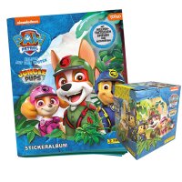 Paw Patrol - Jungle Pups - Sammelsticker - 1 Display (36 Tüten) + Sammelalbum