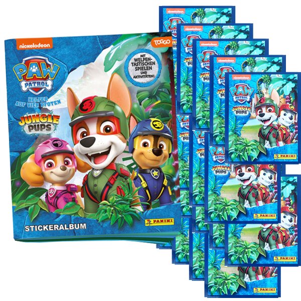 Paw Patrol - Jungle Pups - Sammelsticker - 1 Sammelalbum + 20 Tüten