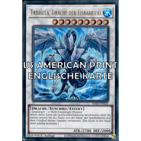 RA02-EN026 - Trishula, Dragon of the Ice Barrier - Ultra Rare - AMERICAN VERSION