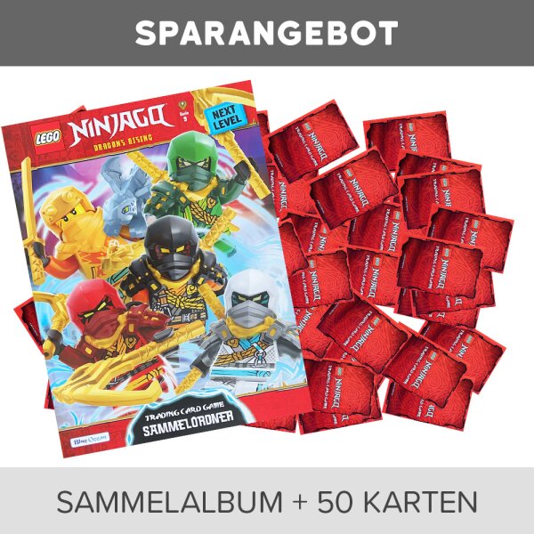 LEGO Ninjago Serie 9 NEXT LEVEL Trading Cards - 1 Leere Sammelmappe + 50 verschiedene, zufällige Karten