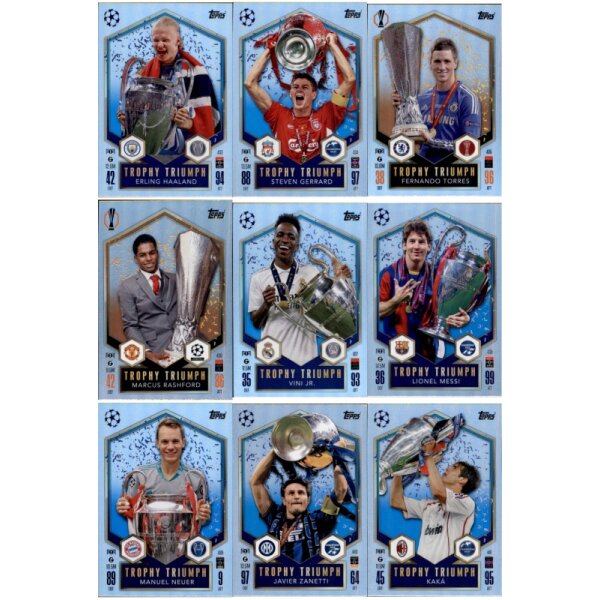 Match Attax Champions League 2024/25 - Trading Cards - Alle 9 Trophy Triumph Karten