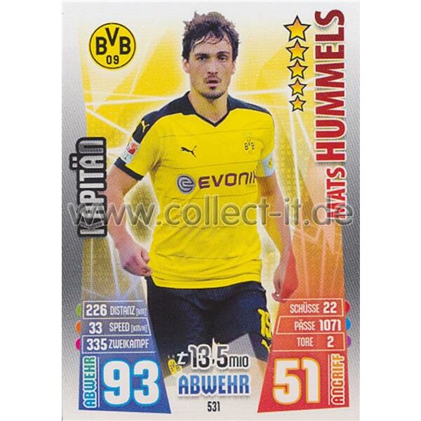 MX-531 - Mats Hummels - Kapitän 1. Bundesliga - Saison 15/16